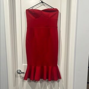 Elegant Red Strapless Express Dress Size 12